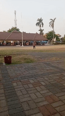 Quiet morning at a public park in Bangil, Indonesia