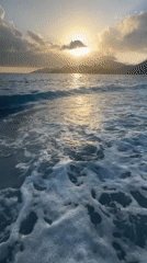 Sunset waves captured on Fethiye beach, Turkey