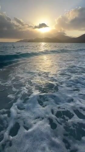 Sunset waves captured on Fethiye beach, Turkey