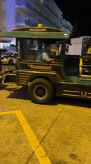 Miniature tourist train rolling through Blanes, Costa Brava
