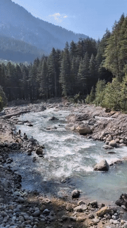 River rapids documented in rocky Kullu Valley near Manali