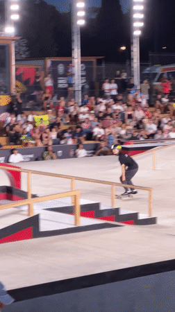 Night skate comp: tricks, falls, and a packed crowd