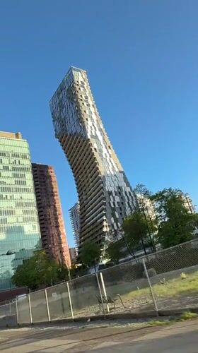 Distinctive curved building captured on video in Vancouver