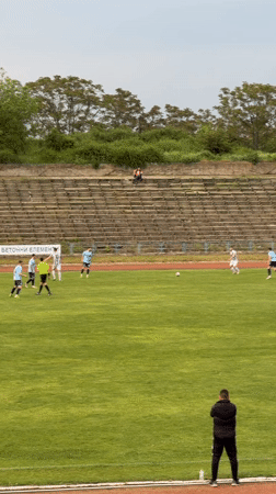 Soccer match documented by spectators in Svishtov Bulgaria stadium