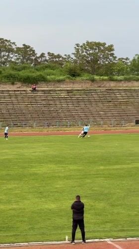 Soccer match documented by spectators in Svishtov Bulgaria stadium