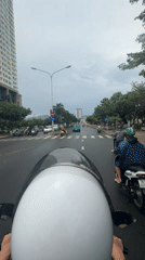 Morning motorcycle commute captured on helmet cameras in Nha Trang