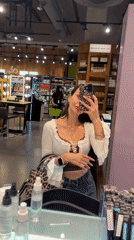 Browsing and testing skincare products at a Saint Petersburg boutique
