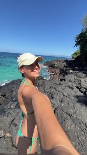 Morning beach activities recorded in Manggis, Indonesia