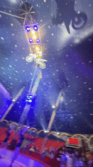 Motorcycle stunt show performed in star-decorated circus tent in Gabrovo