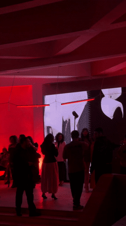 Social gathering with DJs at red-lit venue in Yerevan