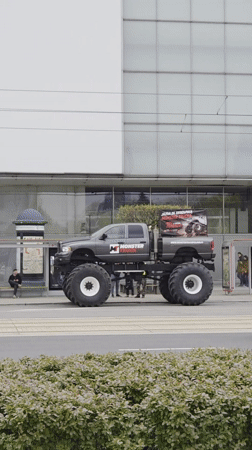 Monster truck spotted parked on Warsaw street