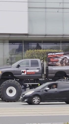 Monster truck spotted parked on Warsaw street