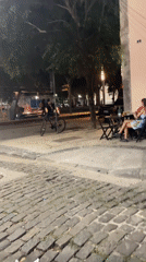 Evening dining scene captured near Cinelandia Square, Rio de Janeiro