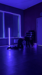 Neon-lit dance studio session in Izhevsk, Russia