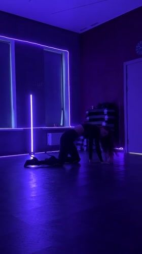 Neon-lit dance studio session in Izhevsk, Russia