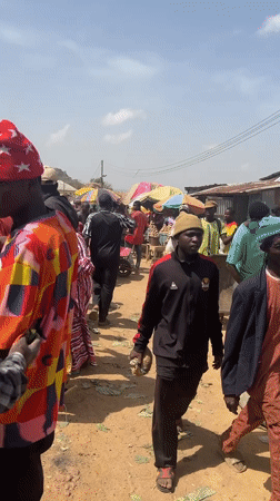 Busy morning market activity captured in Bukuru, Nigeria