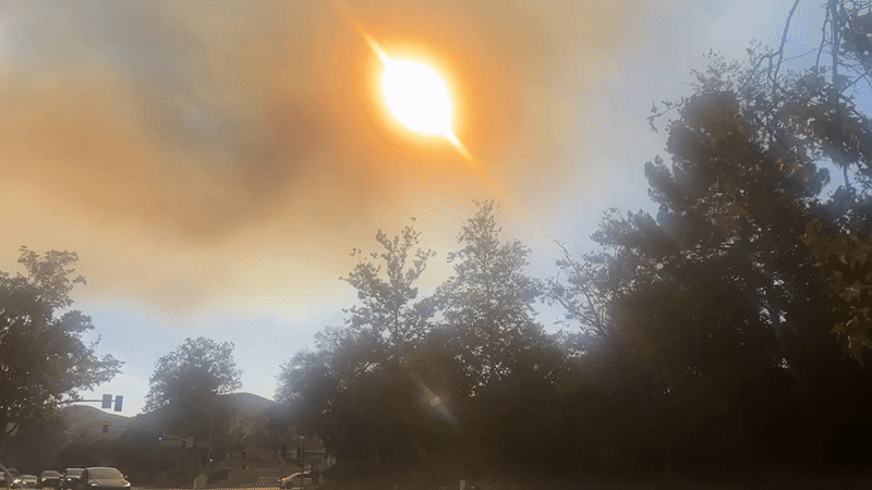 Wildfire smoke creates hazy conditions in Oak Park, California