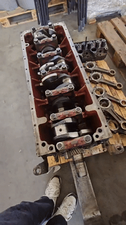 Engine disassembly documented in Karnobat workshop