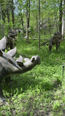 Morning visitors explore dinosaur park with life-sized models in Izhevsk