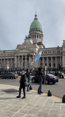 Small human rights, retiree protests near Argentine Congress building