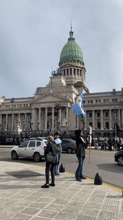 Small human rights, retiree protests near Argentine Congress building