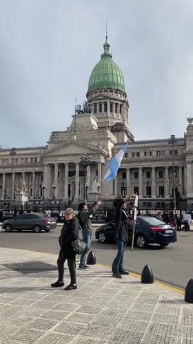 Small human rights, retiree protests near Argentine Congress building
