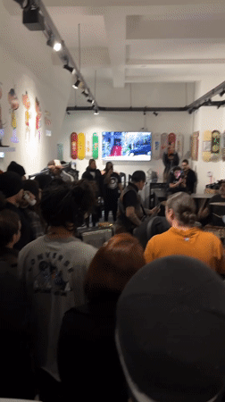 Band performs to small crowd in skateboard-decorated São Paulo venue