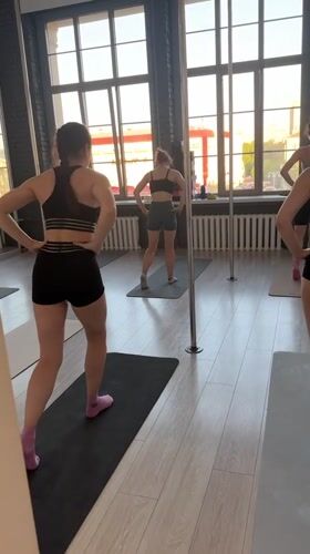 Women hold filmed fitness session in Minsk studio