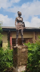 Sculpture park and street life in Egbagu, Nigeria