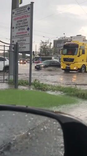 Heavy rain floods streets in Kharkiv, Ukraine