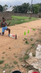 Woman conducts rope throwing exercise routine in Akwanga