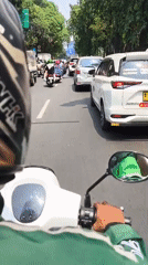 POV motorcycle ride through a South Jakarta traffic jam