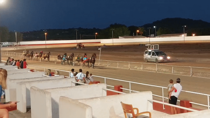 Dusk harness racing at Manacor's historic hippodrome
