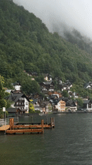 Rainy day scenes captured around Austria's lakeside village Hallstatt