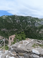 Tourist documents historic Bulgarian fortress and medieval church sites