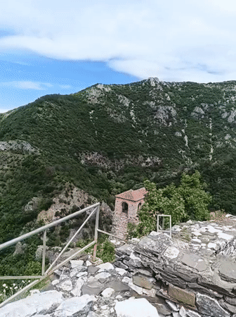 Tourist documents historic Bulgarian fortress and medieval church sites