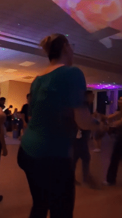 Ottawa dance floor lit up with disco balls and projected patterns