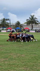 Rugby match played in Habaraduwa, Sri Lanka under cloudy skies