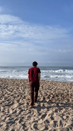 Morning beach visit captured at Castelldefels, Spain coastline