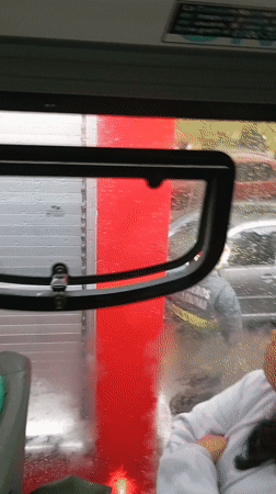 Fire truck spotted from bus window in Villa Lugano