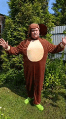 Person in dog costume spotted in Russian yard