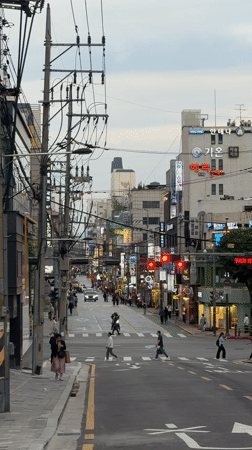 Morning street life documented across Seoul neighborhoods