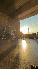 Family enjoys evening outing at Perm embankment with music, art