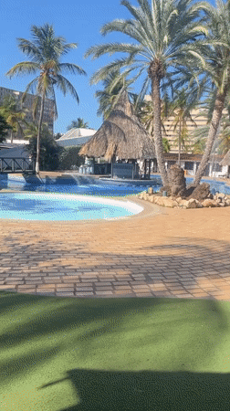 Resort pool area captured on video in Porlamar, Venezuela