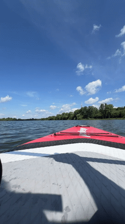 Morning paddleboarding session recorded on Ukrainian lake