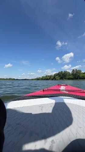 Morning paddleboarding session recorded on Ukrainian lake