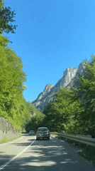 Driving through green mountain roads in rural Serbia