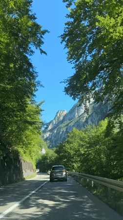 Driving through green mountain roads in rural Serbia