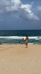 Morning beach volleyball and recreation at Isola delle Femmine