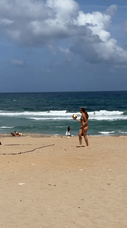 Morning beach volleyball and recreation at Isola delle Femmine